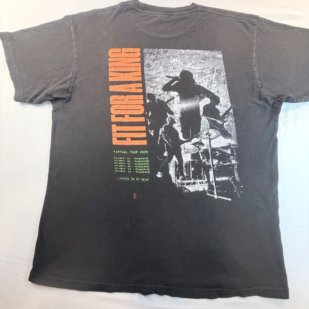 Fit For A King T-Shirt Mens Large Black Virtual Tour 2020 Graphic Band Merch Tee